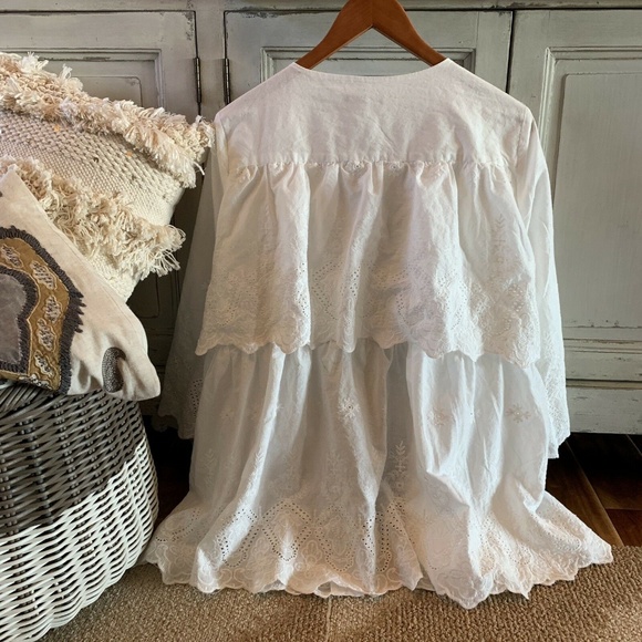 Last Two! Eyelet Lace Kimono Duster Jacket Top - Picture 5 of 8